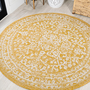 Malta Bohemian Medallion Textured Weave Indoor/outdoor Round Rug